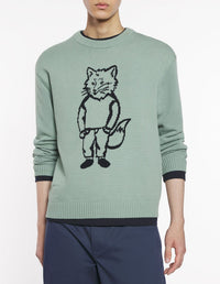 Long-sleeved knitted jumper - Vert de Gris