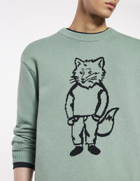 Long-sleeved knitted jumper - Vert de Gris