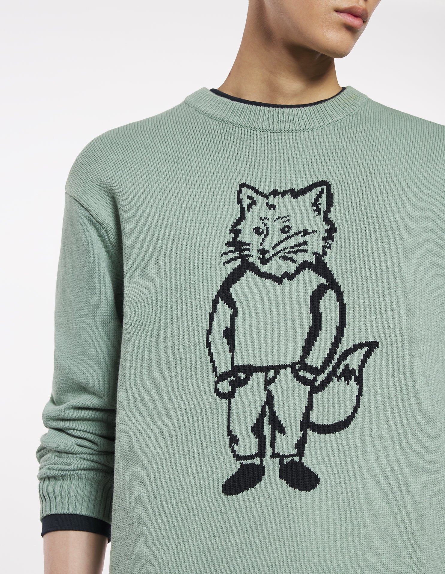 Long-sleeved knitted jumper - Vert de Gris