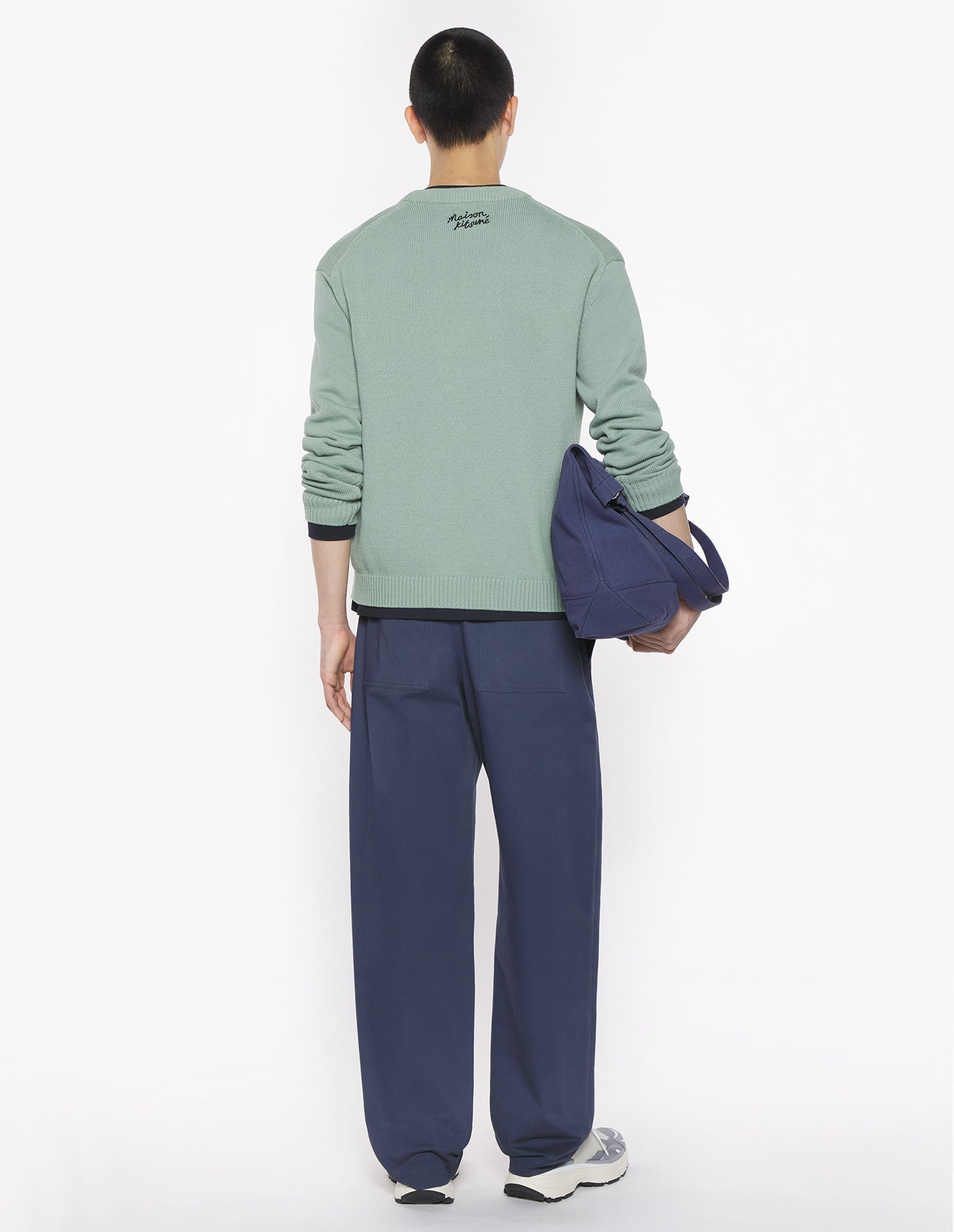 Long-sleeved knitted jumper - Vert de Gris