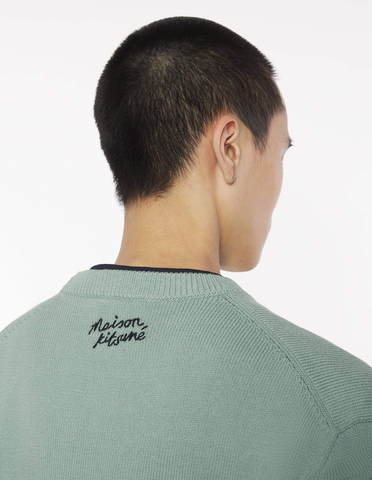 Long-sleeved knitted jumper - Vert de Gris