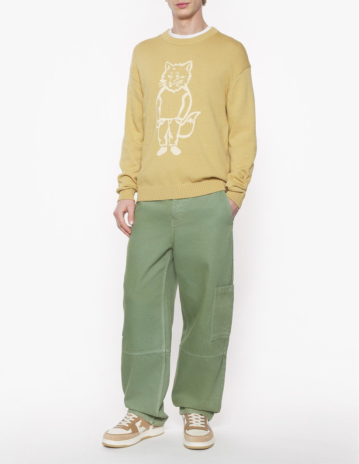 Long-sleeved knitted jumper - Cork