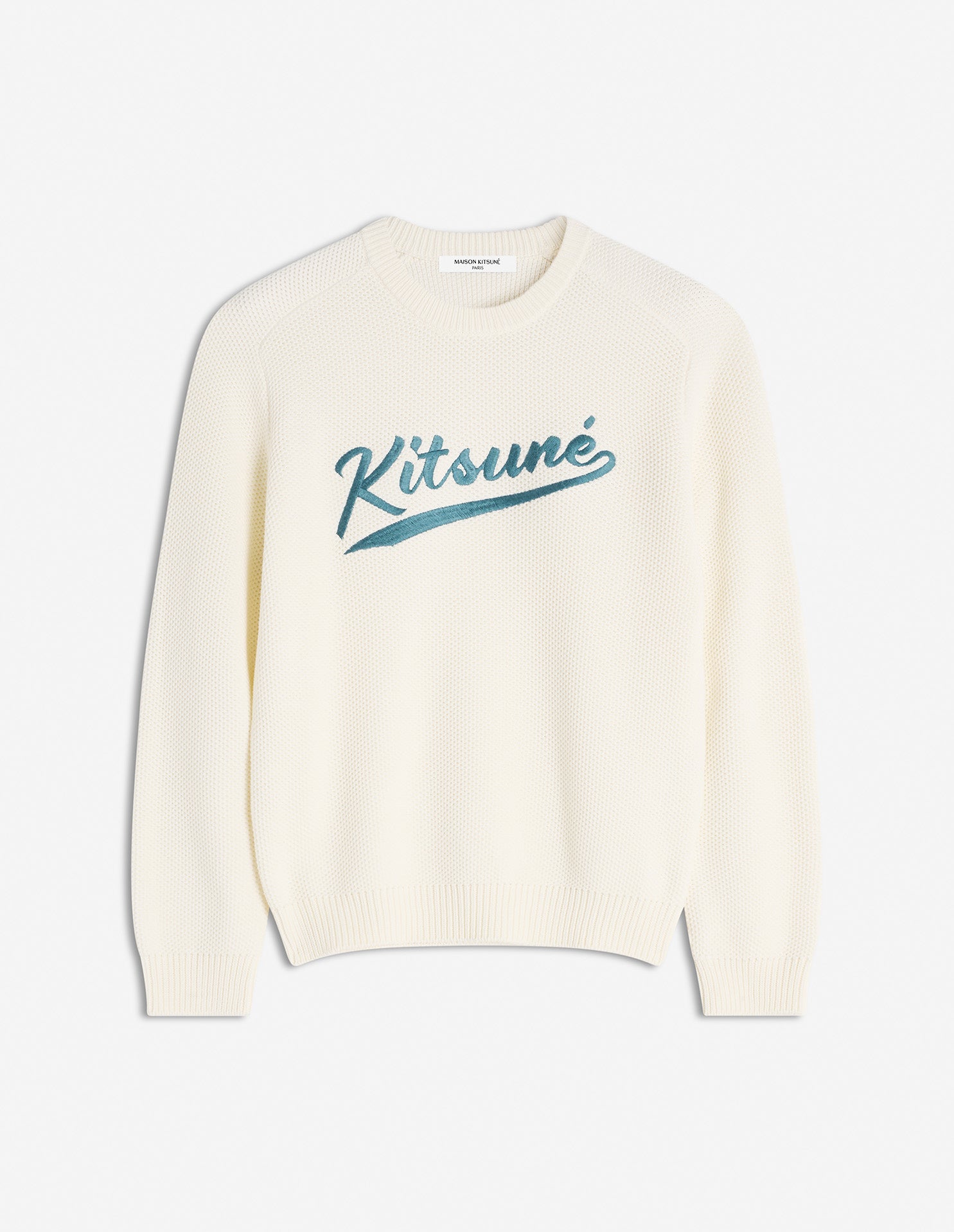 Kitsune Varsity Embroidered Mesh Jumper - Milk