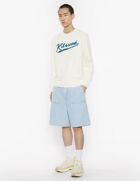 Kitsune Varsity Embroidered Mesh Jumper - Milk