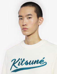 Kitsune Varsity Embroidered Mesh Jumper - Milk