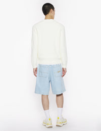 Kitsune Varsity Embroidered Mesh Jumper - Milk