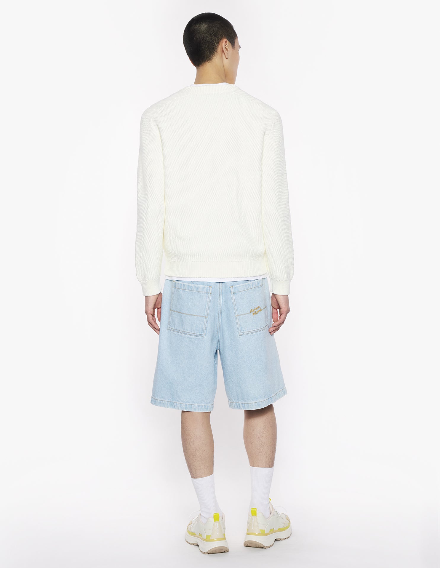Kitsune Varsity Embroidered Mesh Jumper - Milk