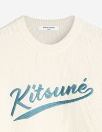 Kitsune Varsity Embroidered Mesh Jumper - Milk