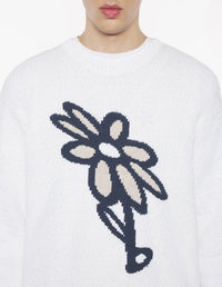 Abstract Daisy Intarsia Jumper - White