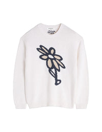 Abstract Daisy Intarsia Jumper - White