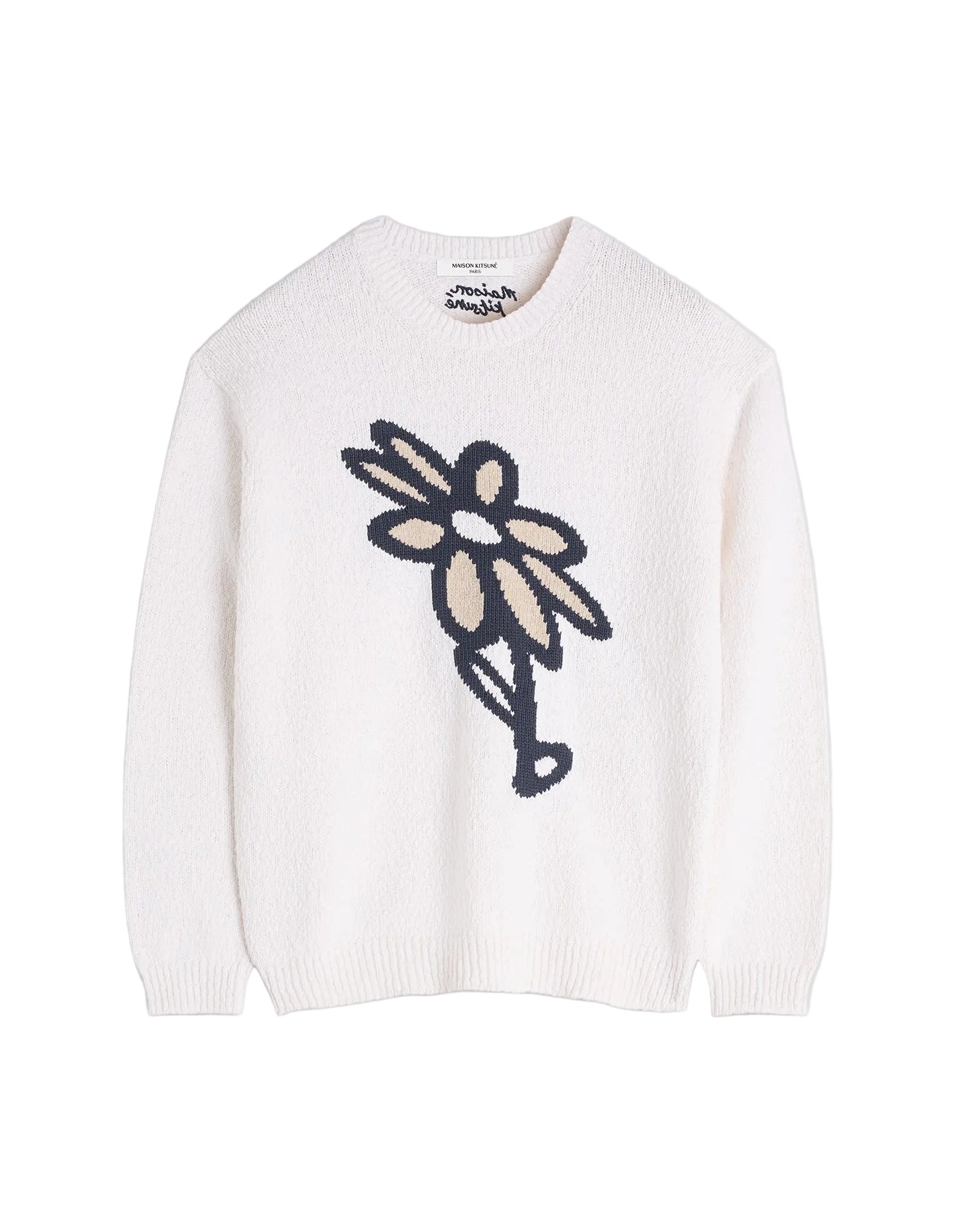 Abstract Daisy Intarsia Jumper - White