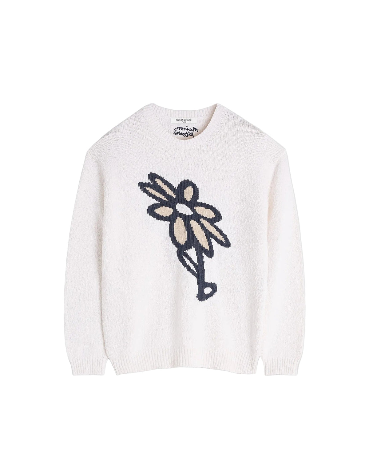 Pull Abstract Daisy en laine - White
