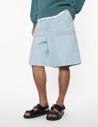 Embroidered denim shorts - Light Wash