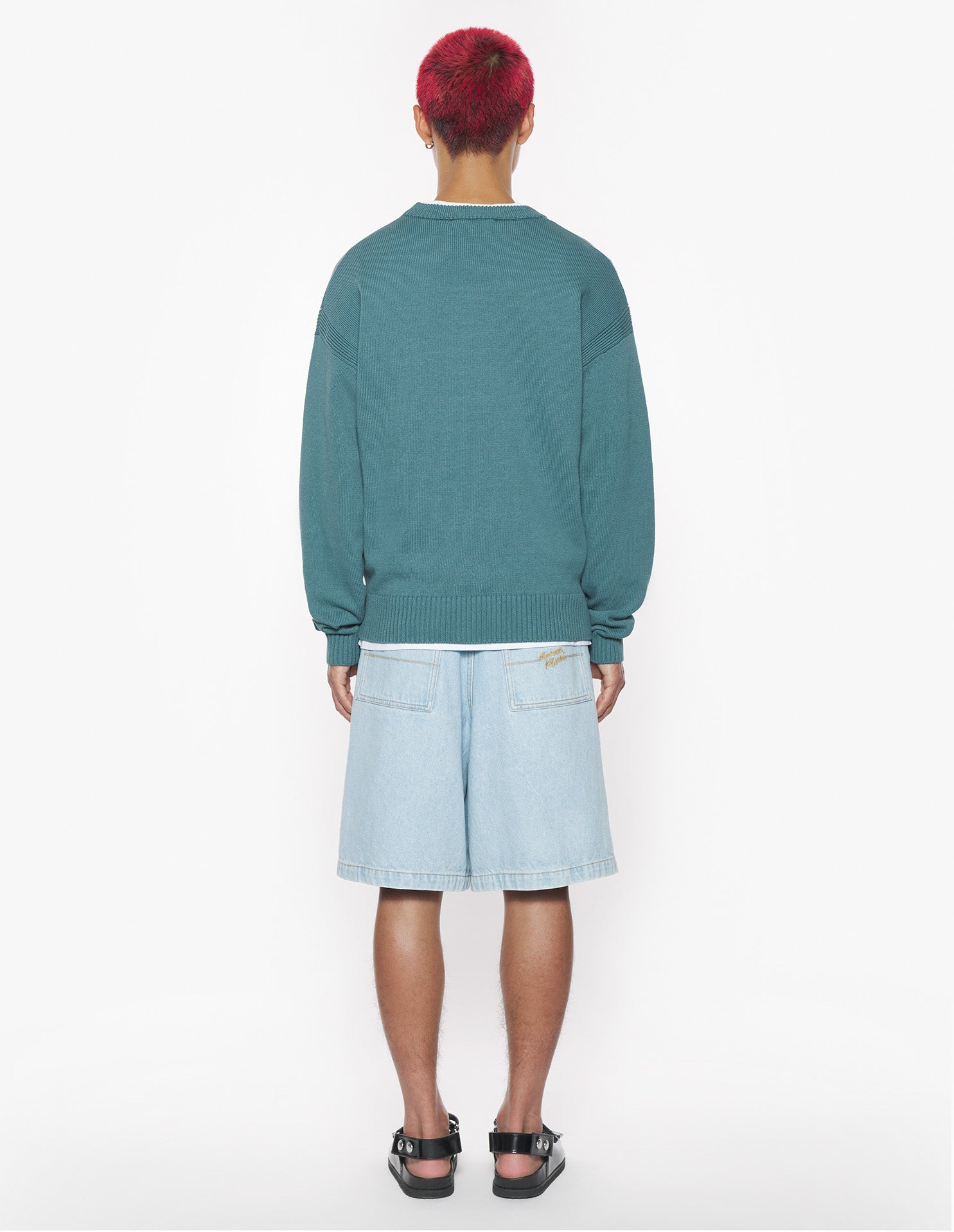 Embroidered denim shorts - Light Wash