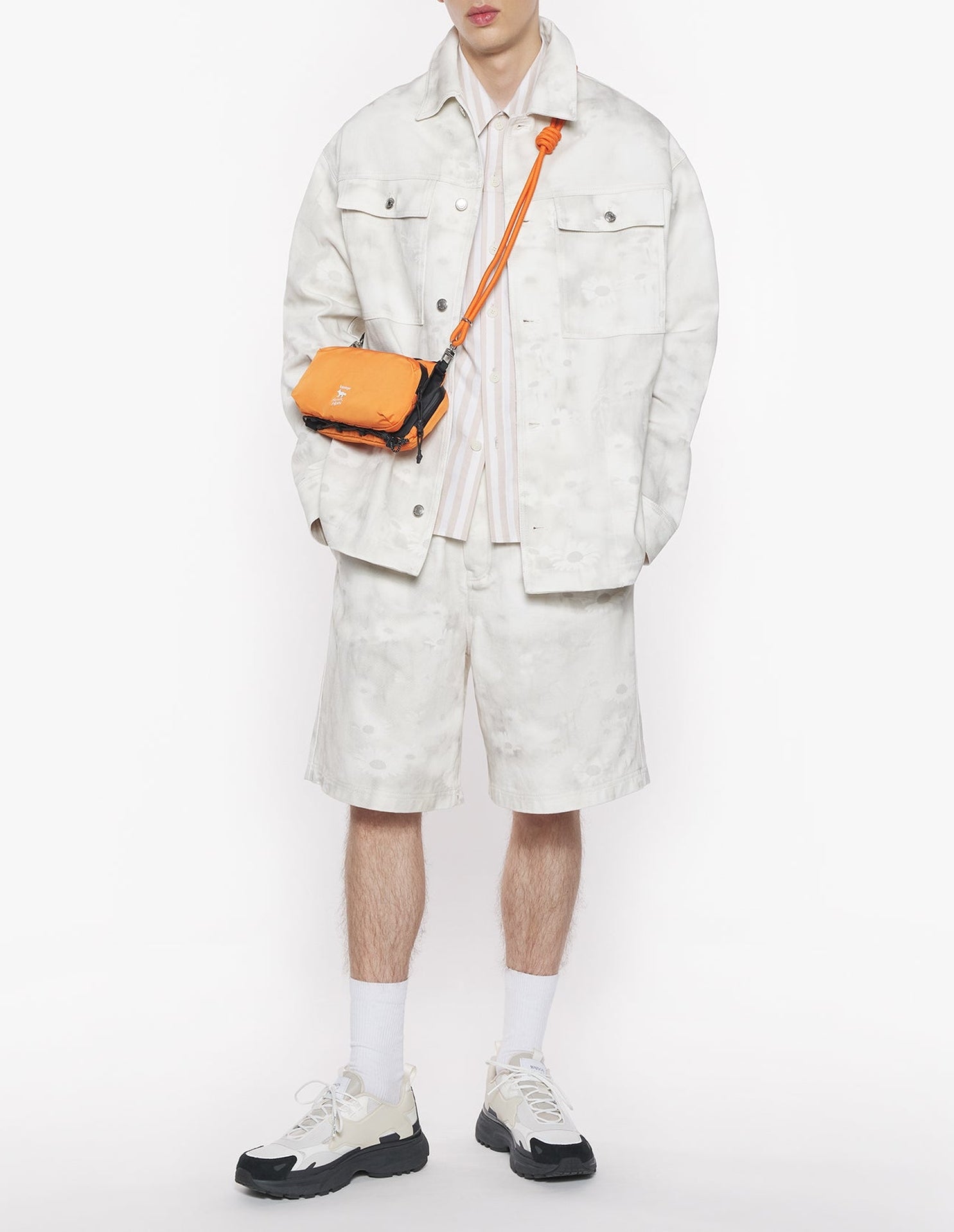 Denim shorts with elasticated waistband - Smoke Print