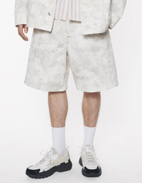 Denim shorts with elasticated waistband - Smoke Print