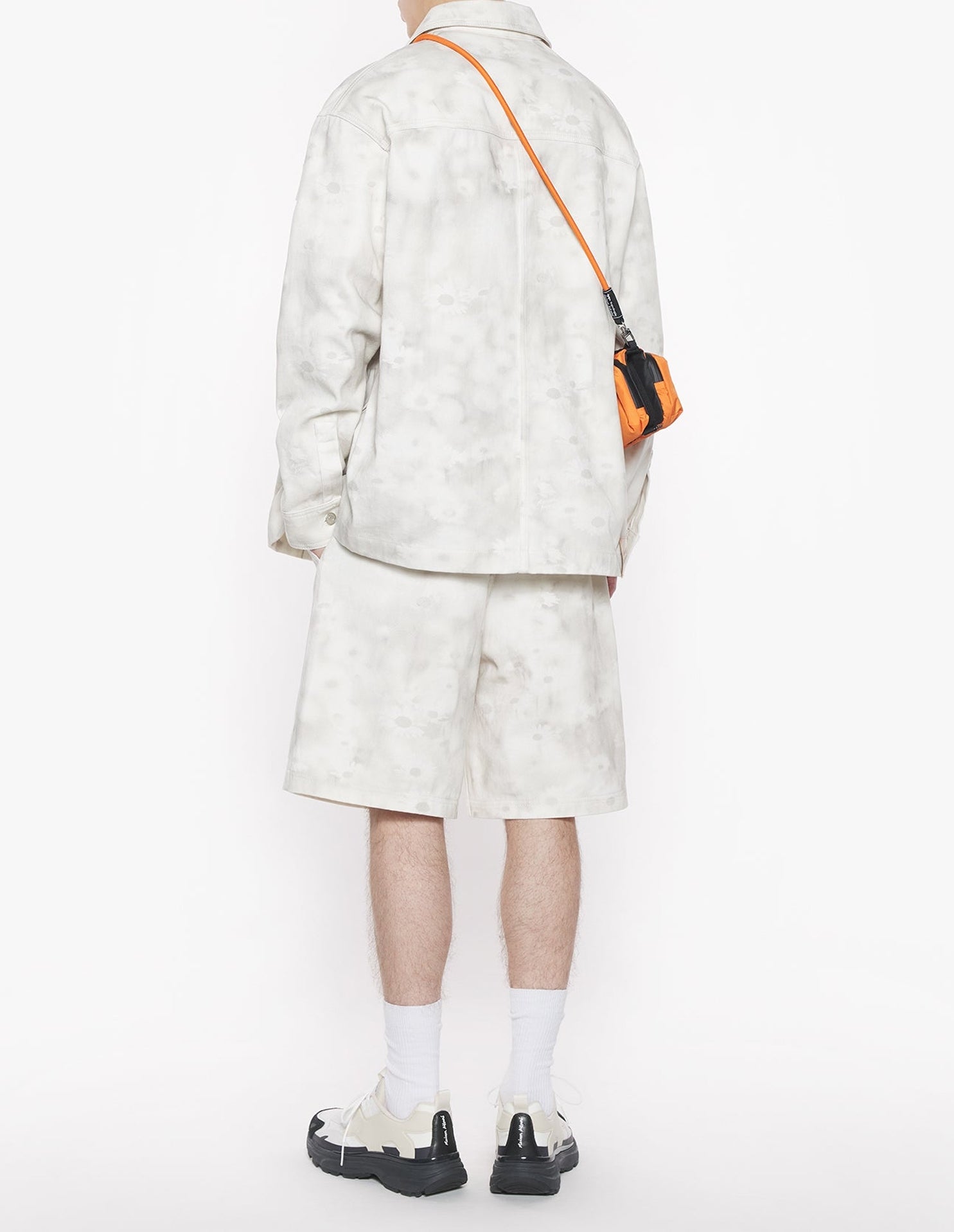 Denim shorts with elasticated waistband - Smoke Print