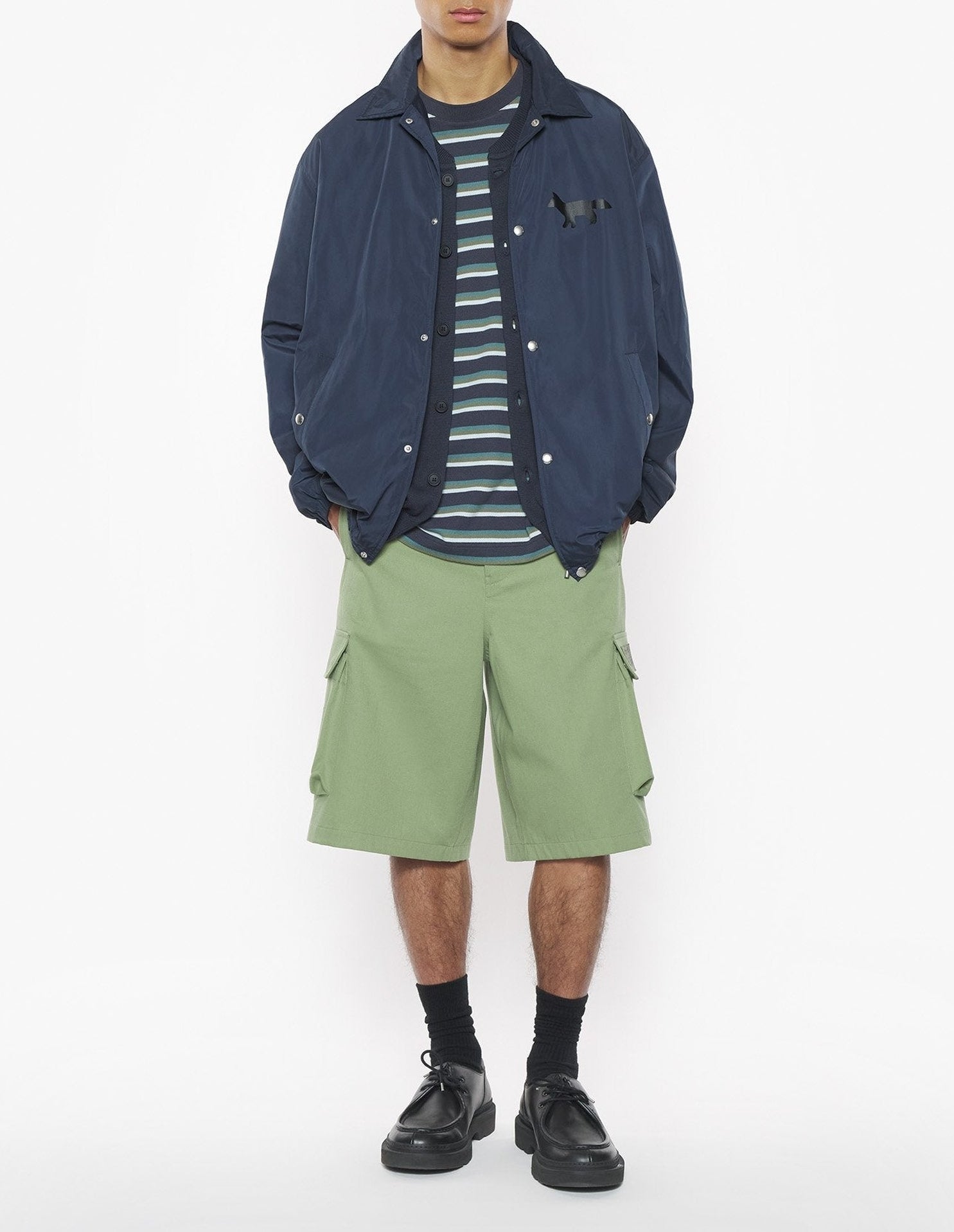 Varsity coach jacket in technical fabric - Iris Black