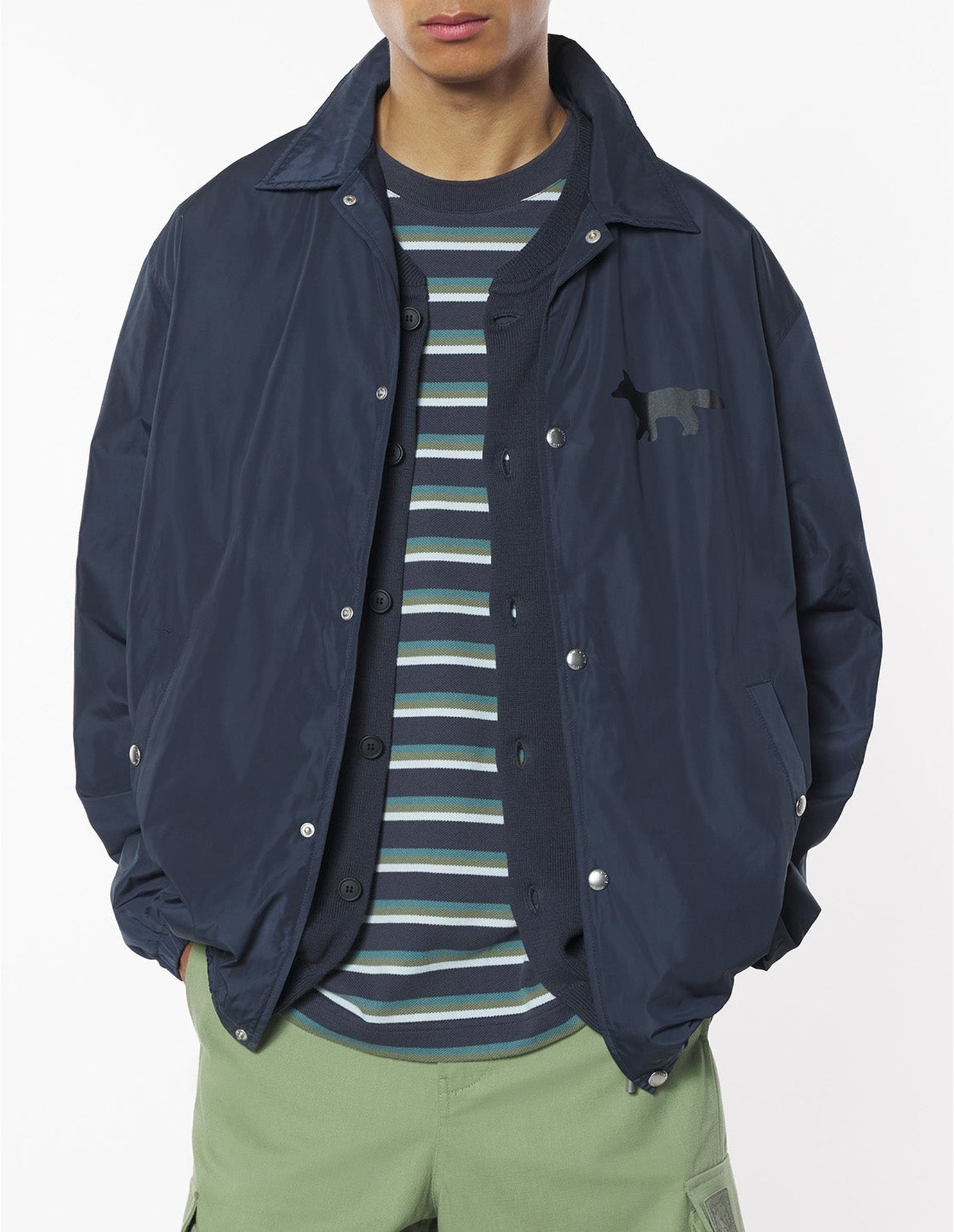 Varsity coach jacket in technical fabric - Iris Black