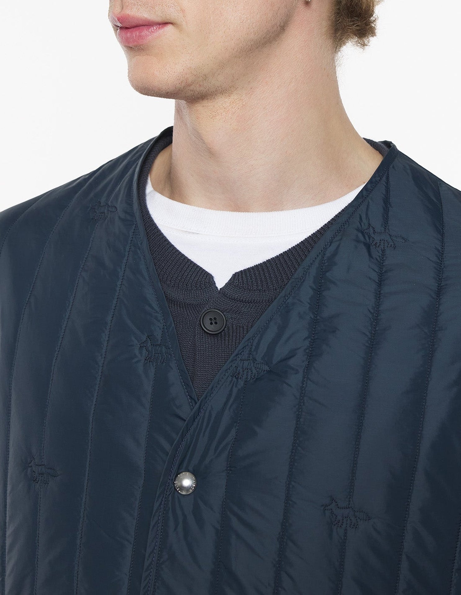 Quilted sleeveless jacket - Iris Black