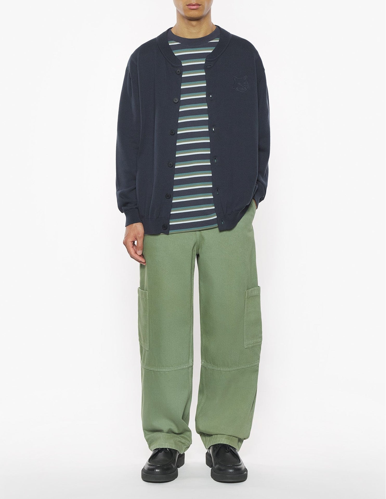 Bold Fox Head embroidered knit jacket - Iris Black