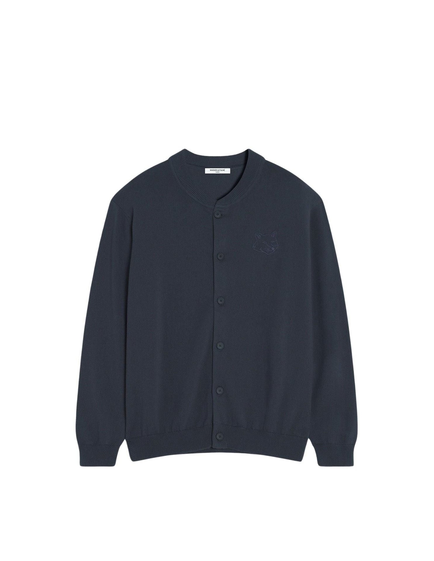 Bold Fox Head embroidered knit jacket - Iris Black