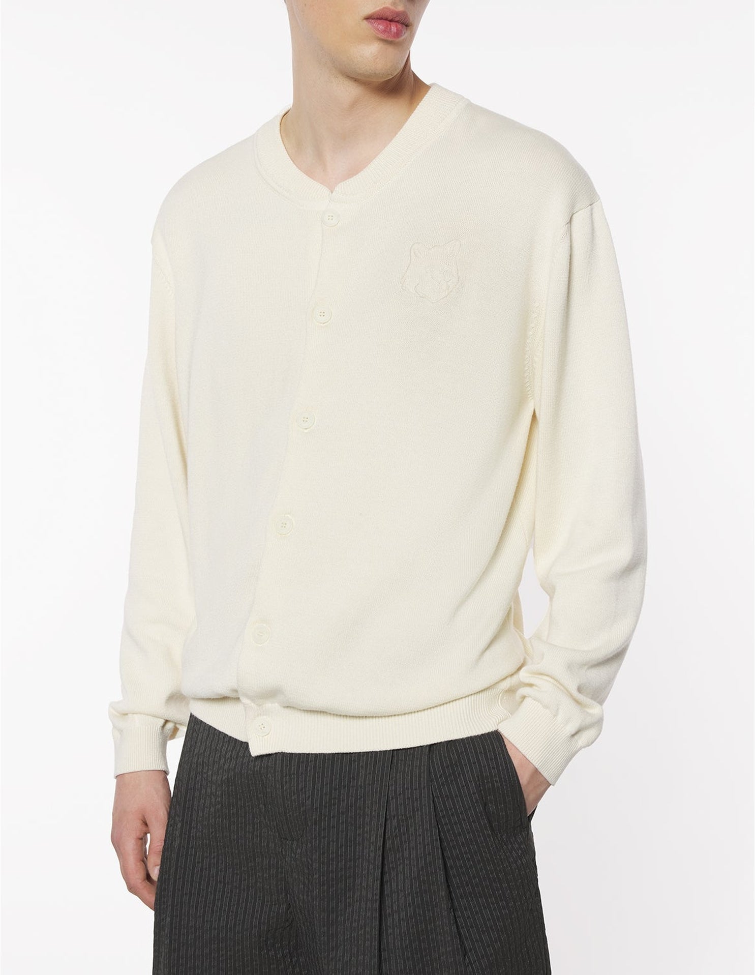Blouson en maille brodé Bold Fox Head - Rich Vanilla