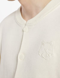 Blouson brodé Bold Fox Head en maille - Rich Vanilla