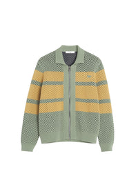 Stripe mesh zip jacket - Green of grey