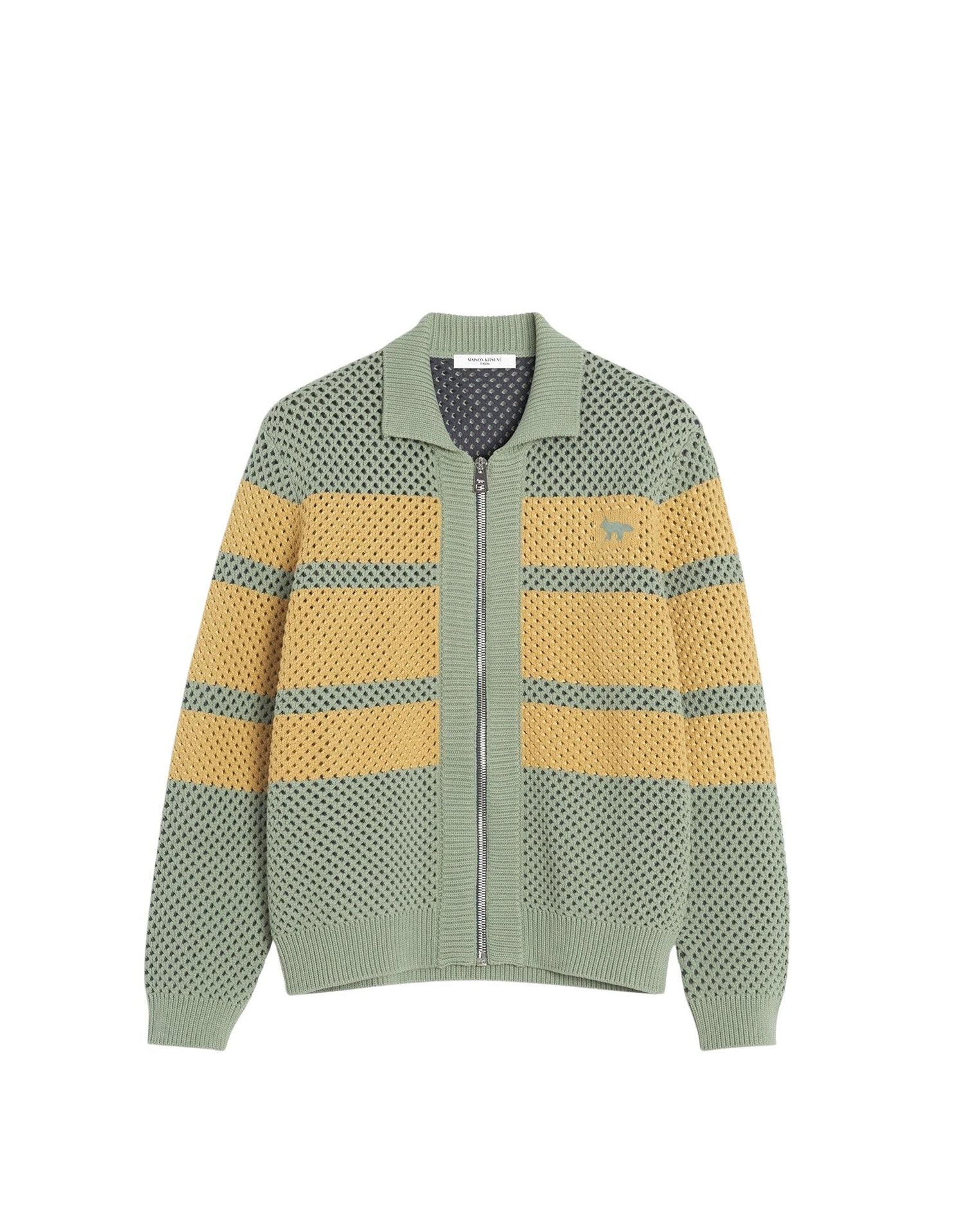 Stripe mesh zip jacket - Green of grey