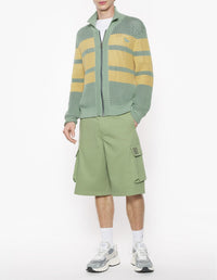 Stripe mesh zip jacket - Green of grey