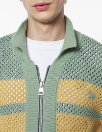 Stripe mesh zip jacket - Green of grey