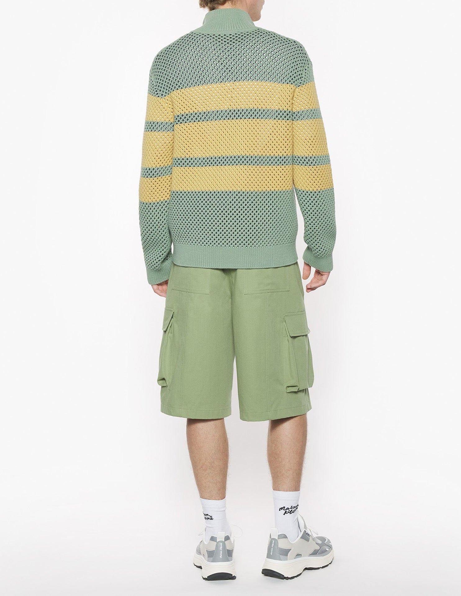 Stripe mesh zip jacket - Green of grey