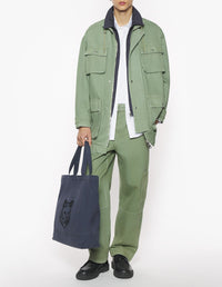 Denim parka with embroidered logo - Turf Green