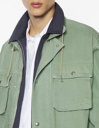 Denim parka with embroidered logo - Turf Green