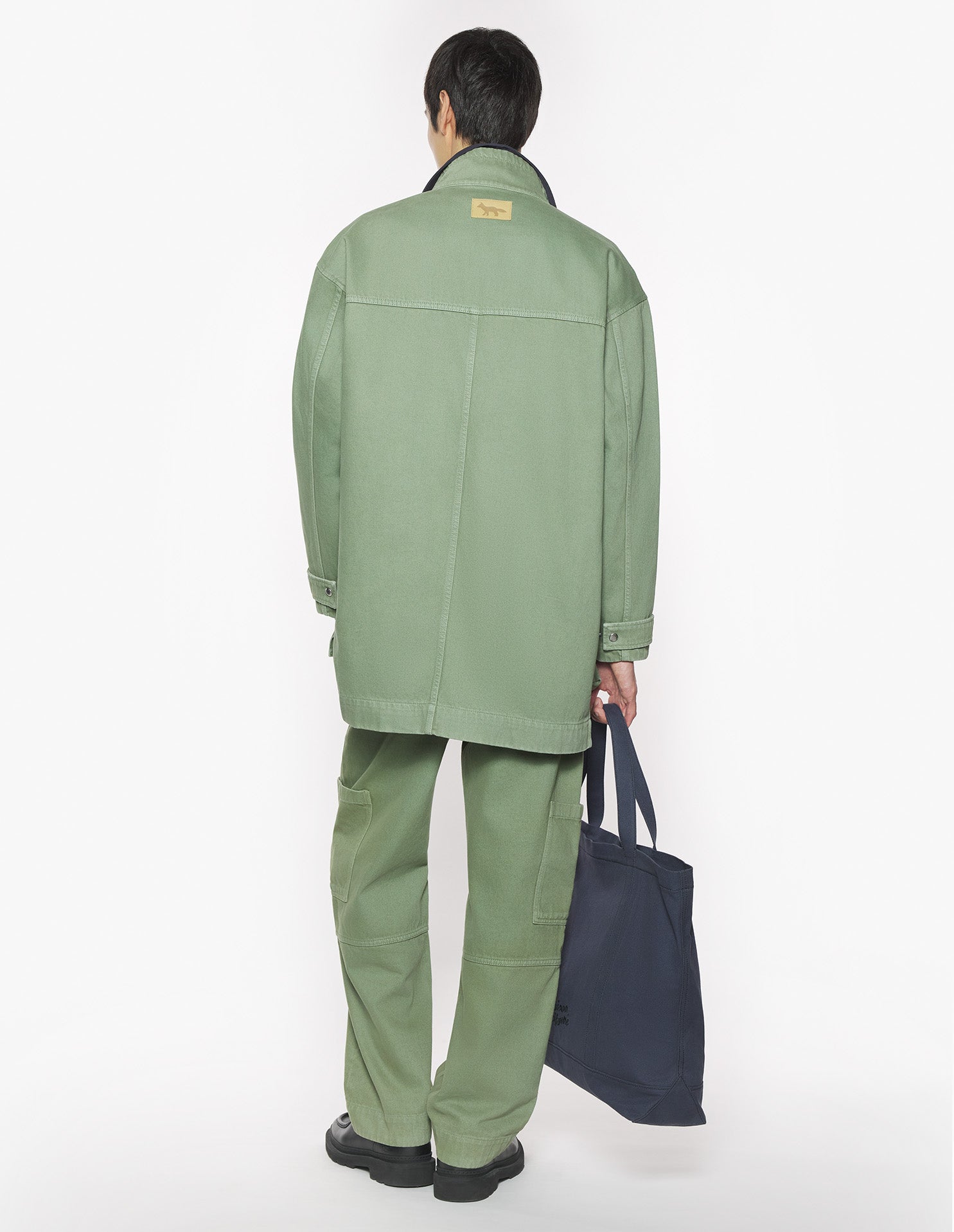 Denim parka with embroidered logo - Turf Green