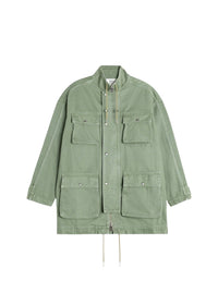 Denim parka with embroidered logo - Turf Green
