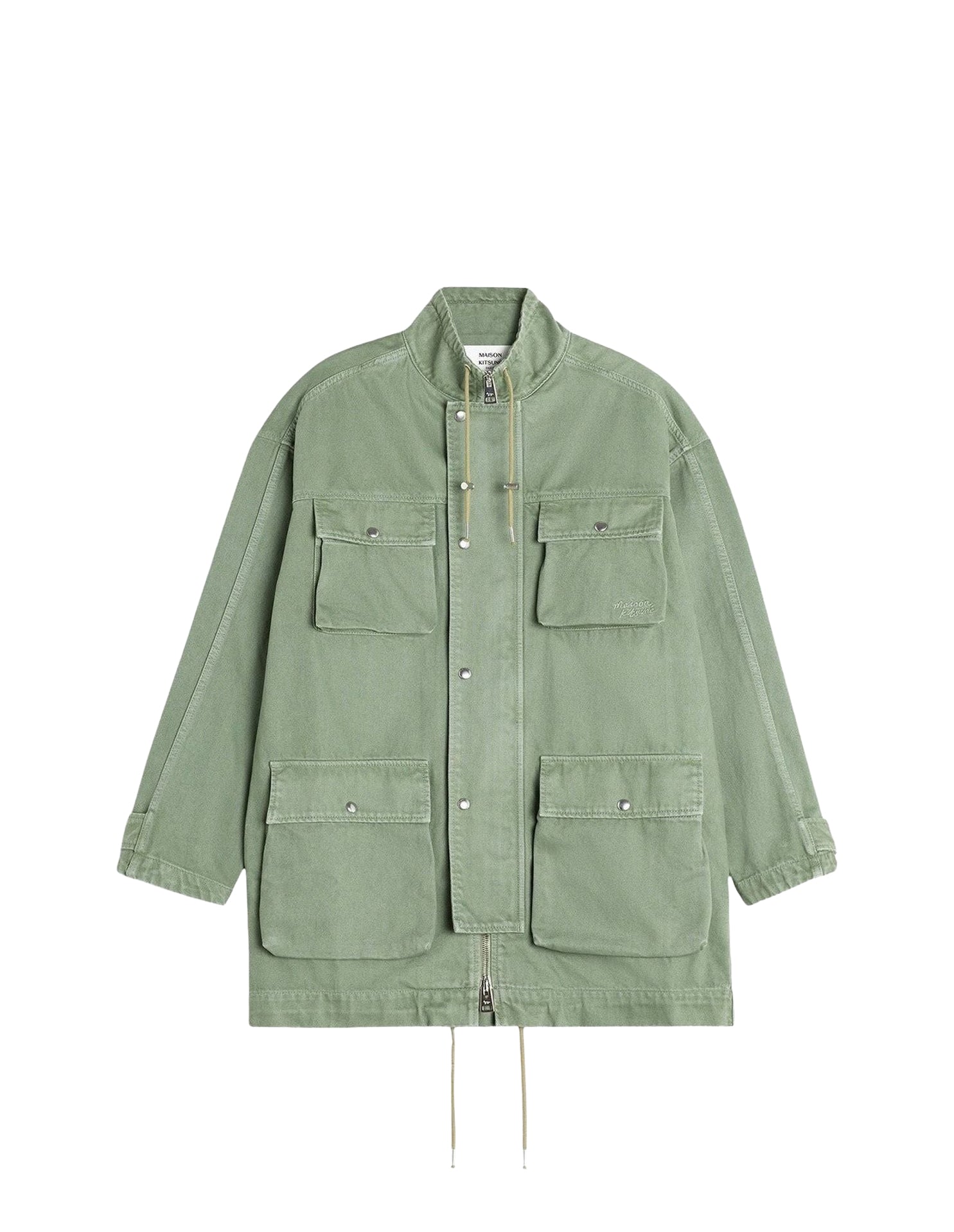 Denim parka with embroidered logo - Turf Green