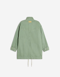 Denim parka with embroidered logo - Turf Green