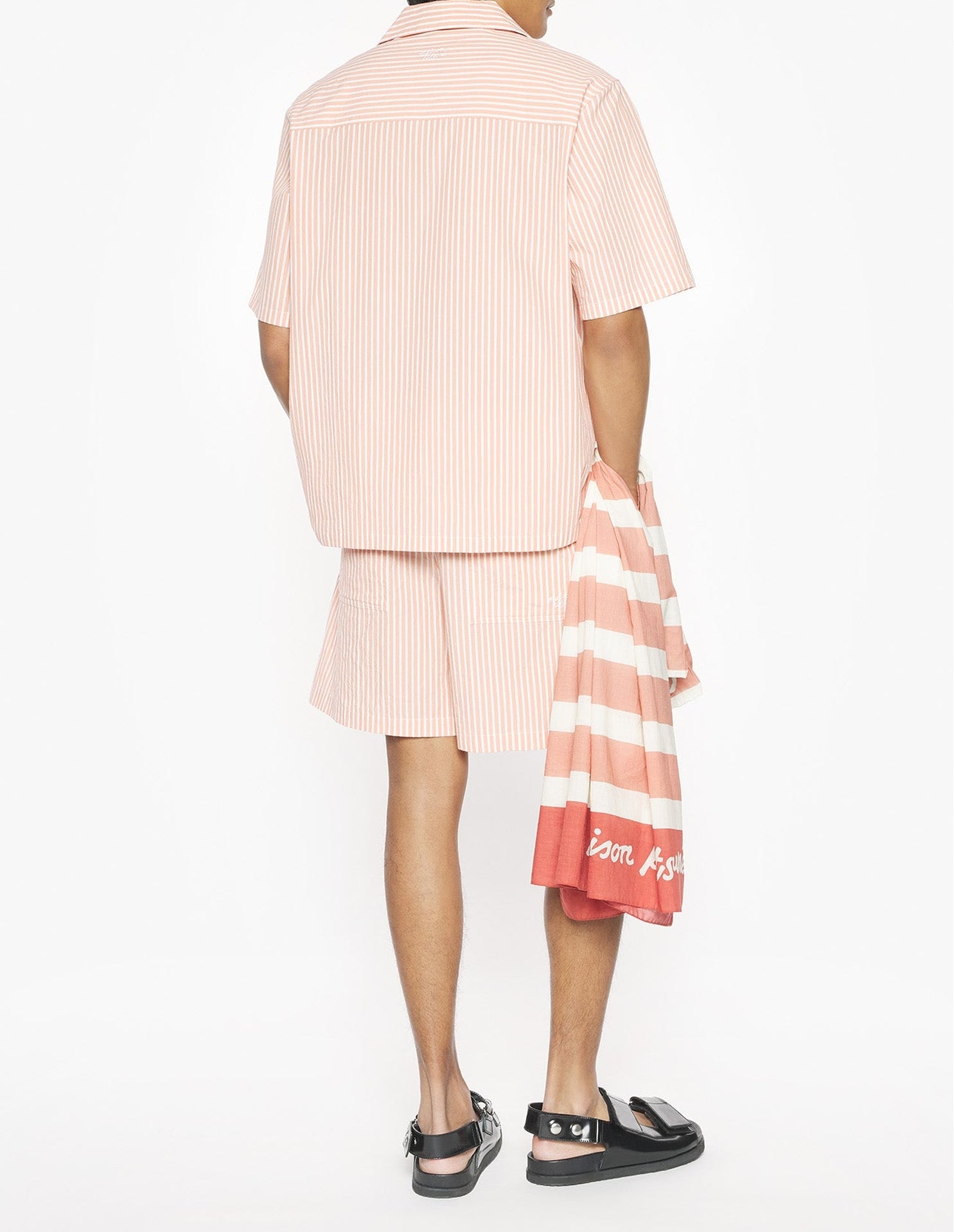 Embroidered short-sleeved shirt - Canyon Sunset & White