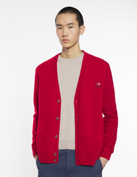 Bold Fox Head Regular Cardigan - Ruby Red