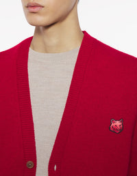 Cardigan Bold Fox Head en laine - Ruby Red