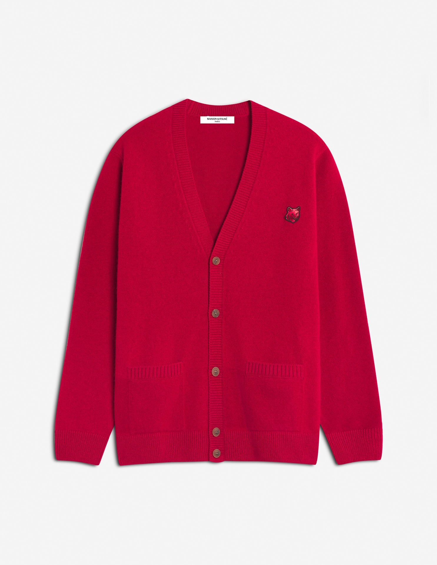 Bold Fox Head Regular Cardigan - Ruby Red