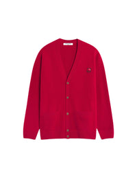 Cardigan Bold Fox Head en laine - Ruby Red
