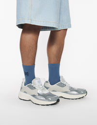 Bold Fox Head embroidered socks - Breton Blue