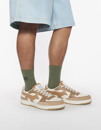 Bold Fox Head embroidered socks - Bay Leaf