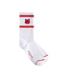 Bold Fox Head Socks with patch - Geranium