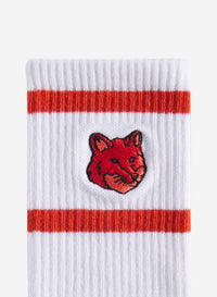 Bold Fox Head Socks with patch - Geranium