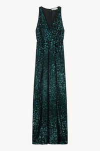 Robe longue paillettes - Vert Foncé