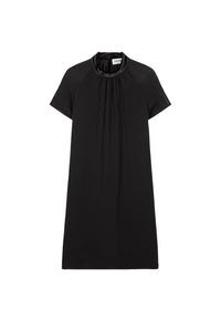 Robe à manches voilées en soie - Noir